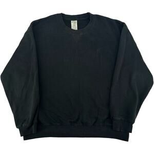 Vintage y2k Mens Black Embroidered Russell Athletic Blank Crewneck Sweatshirt XL